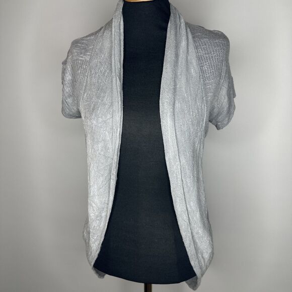 Vintage Mossimo Y2K Gray Cardigan Sweater 90s Knit Preppy Sz M Open Knit USA - Picture 1 of 7